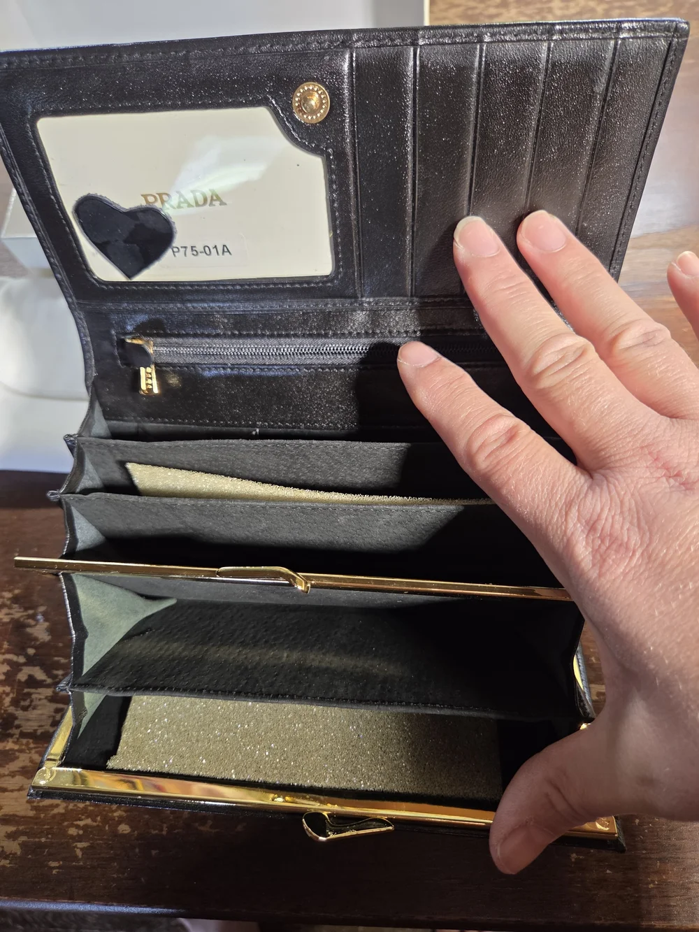 Prada Quilted Patent Leather Continental Wallet - Black & Gold Hardware